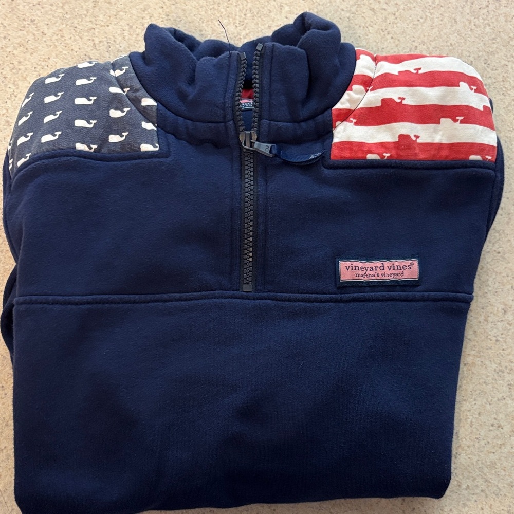 Vineyard Vines Kids Navy Sweatshirt with Red and White Whale Accents size xl